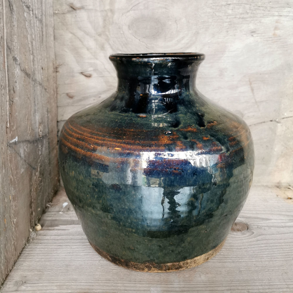 Keramik vase, marineblå glasur