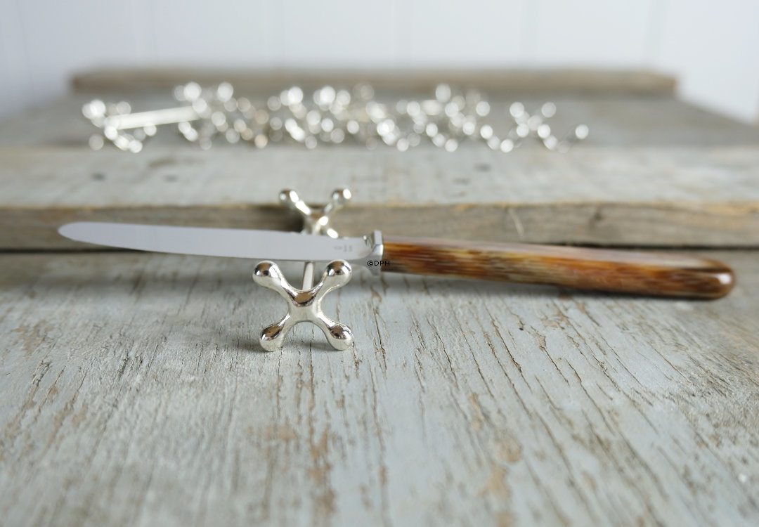 Knivstol i sølvplet, sæt af 16 stk. (Bestikholder til borddækning)