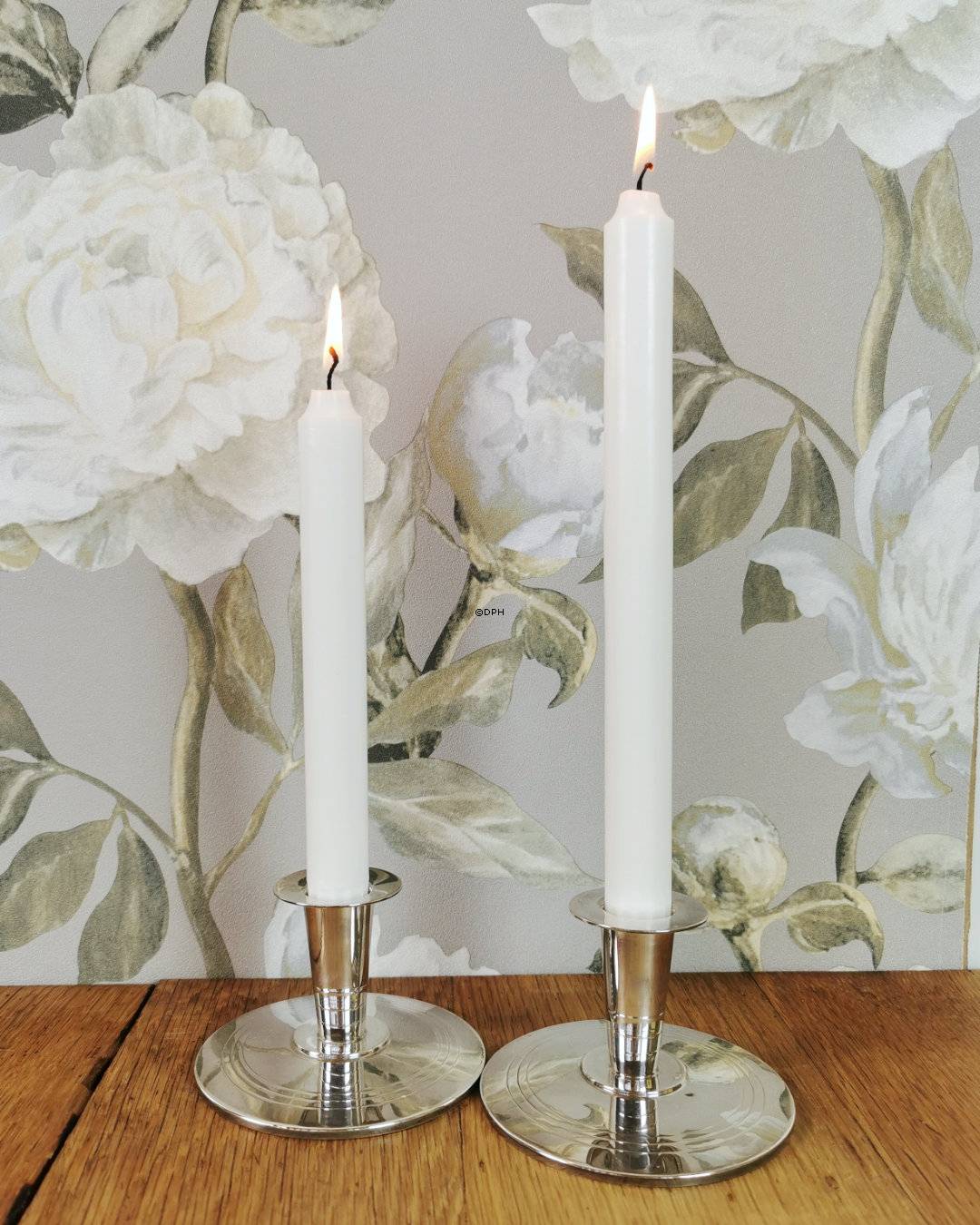 Søde lysestager i sterling sølv, A. Dragsted, sæt af 2 stk.