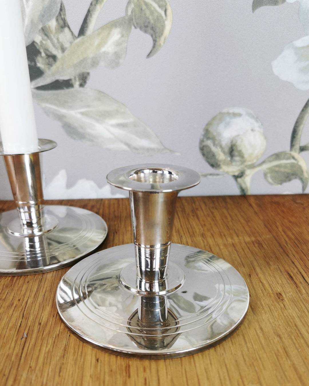 Søde lysestager i sterling sølv, A. Dragsted, sæt af 2 stk.