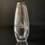 Vintage Glas Vase med slibninger "motiv af sejlskib"