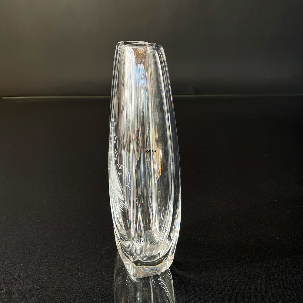 Vintage Glas Vase med slibninger "motiv af sejlskib"