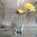 Vintage glass vase with curved edge