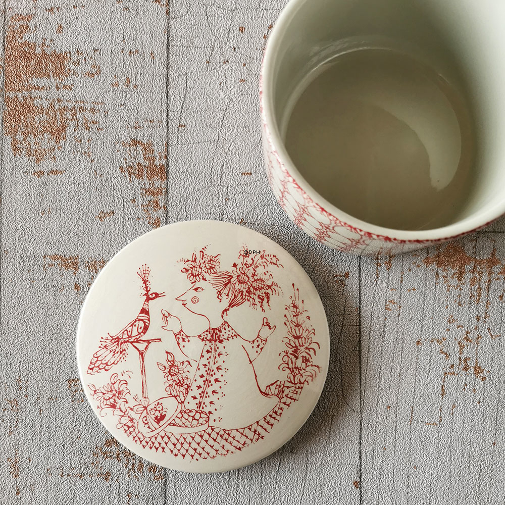 Wiinblad krukke med låg, motiv Praline rød nr. 3177-338