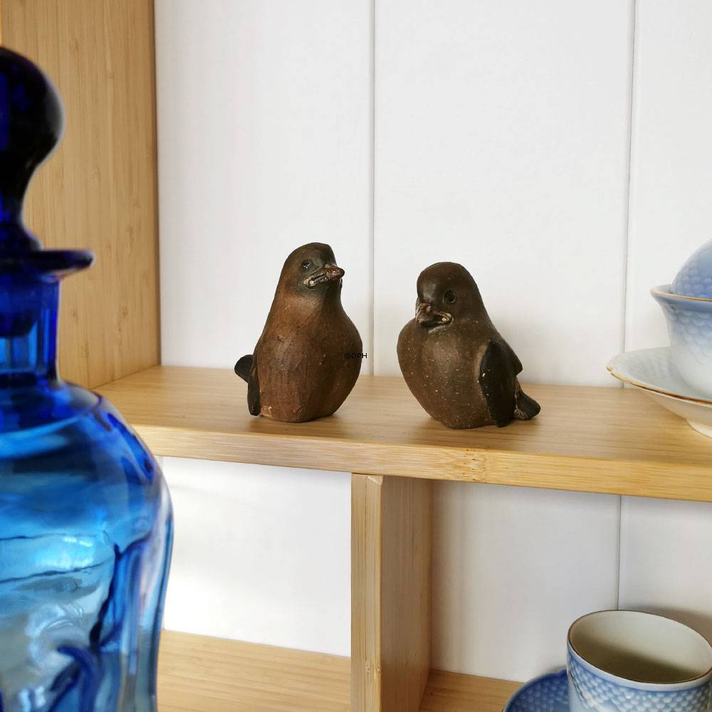 Spurvefigurer, sæt af 2 Spurvefigurer af Niels Gunder Knudsend, Signeret NGK