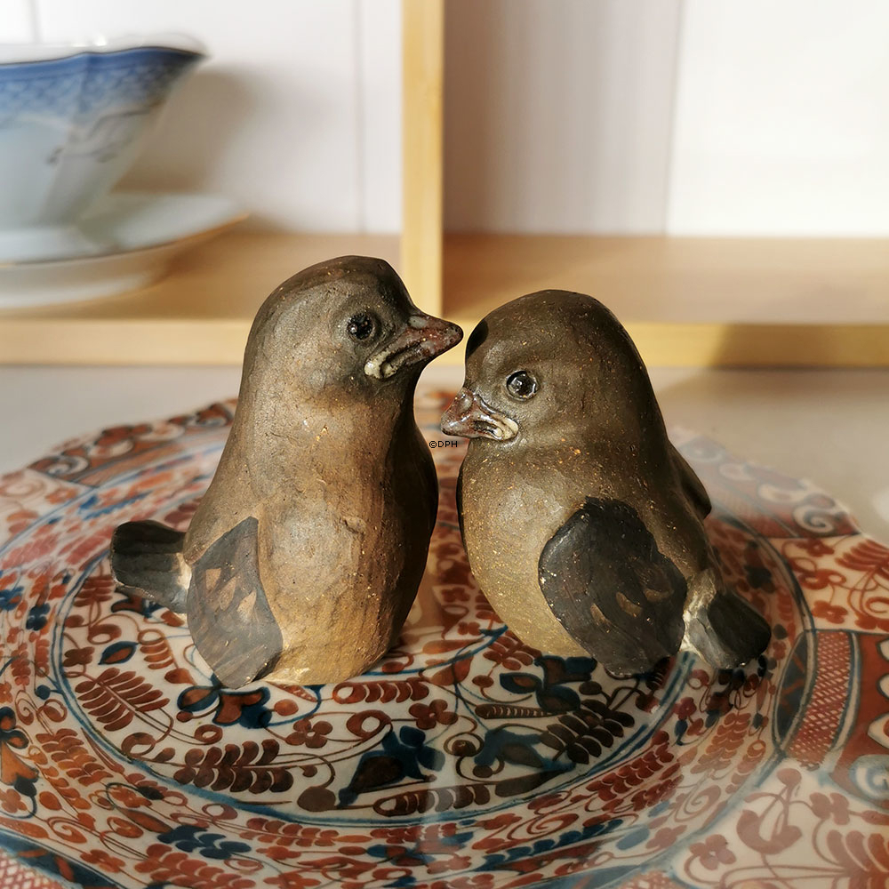 Spurvefigurer, sæt af 2 Spurvefigurer af Niels Gunder Knudsend, Signeret NGK