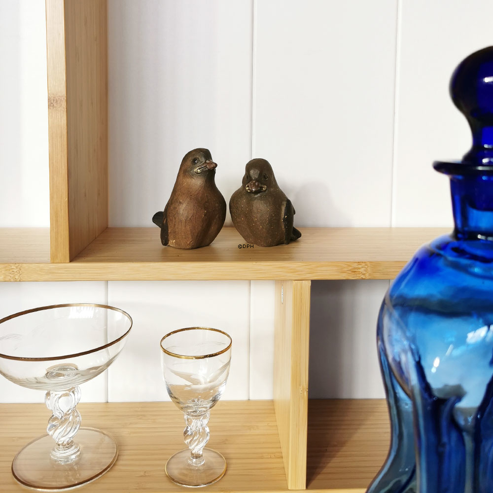 Spurvefigurer, sæt af 2 Spurvefigurer af Niels Gunder Knudsend, Signeret NGK