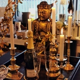 Vintage træ Buddha siddende, Mediterende