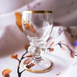 Holmegaard Gisselfeld lille snapseglas med guldkant