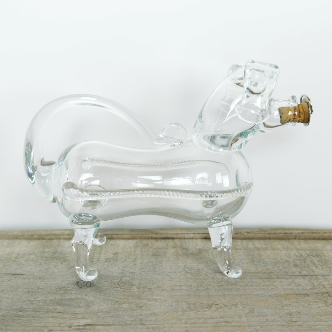 Holmegaard snapsehund, mundblæst glas karafel, gammel
