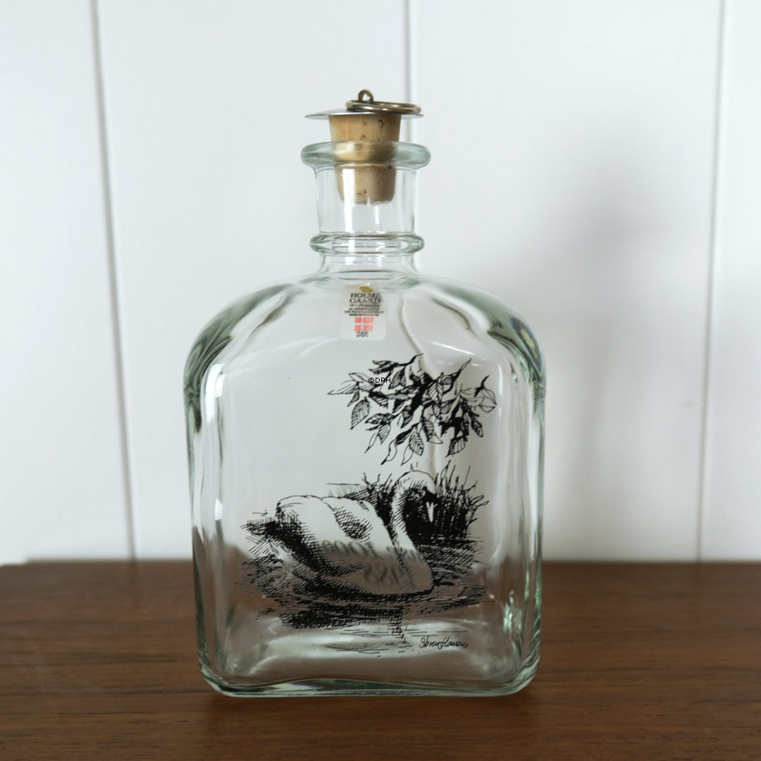 Holmegaard karafel med Svane, lavet i anledning af 1000 året for Odense 1988