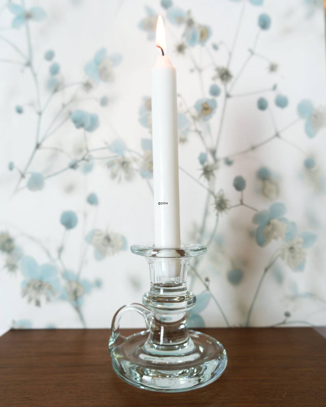 Holmegaard Kammerstage, glas lysestage,Højde 10,5 cm