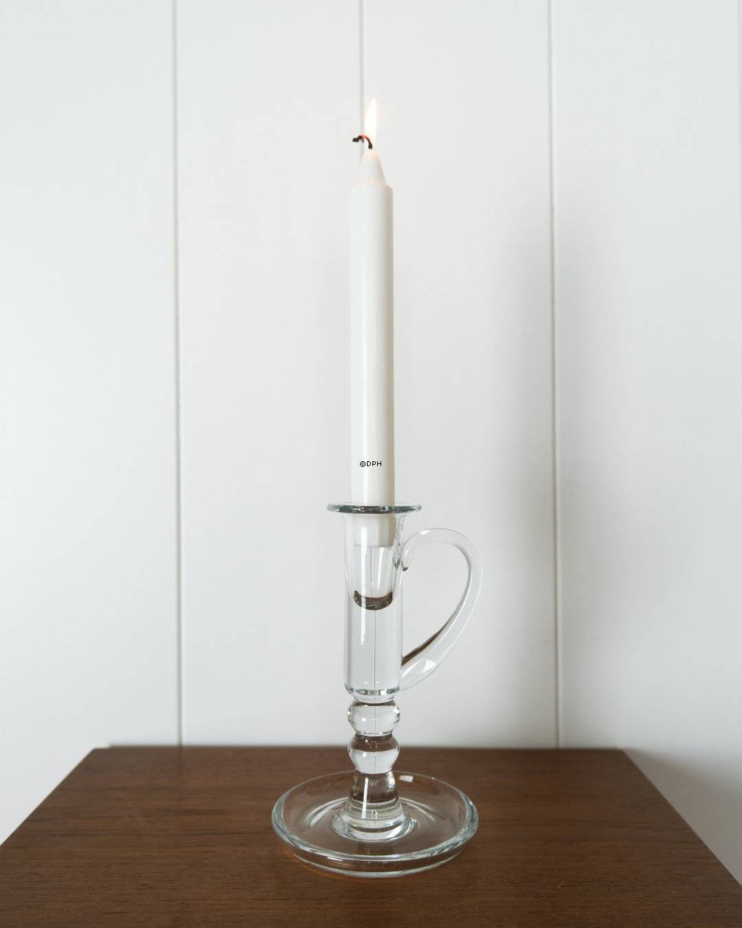 Holmegaard Kammerstage, glas lysestage,Højde 17 cm