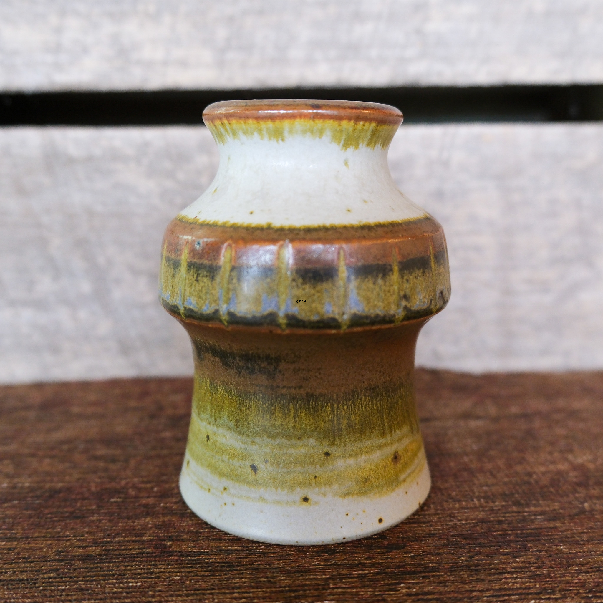 Michael Andersen vase, brun/grøn/beige glasur