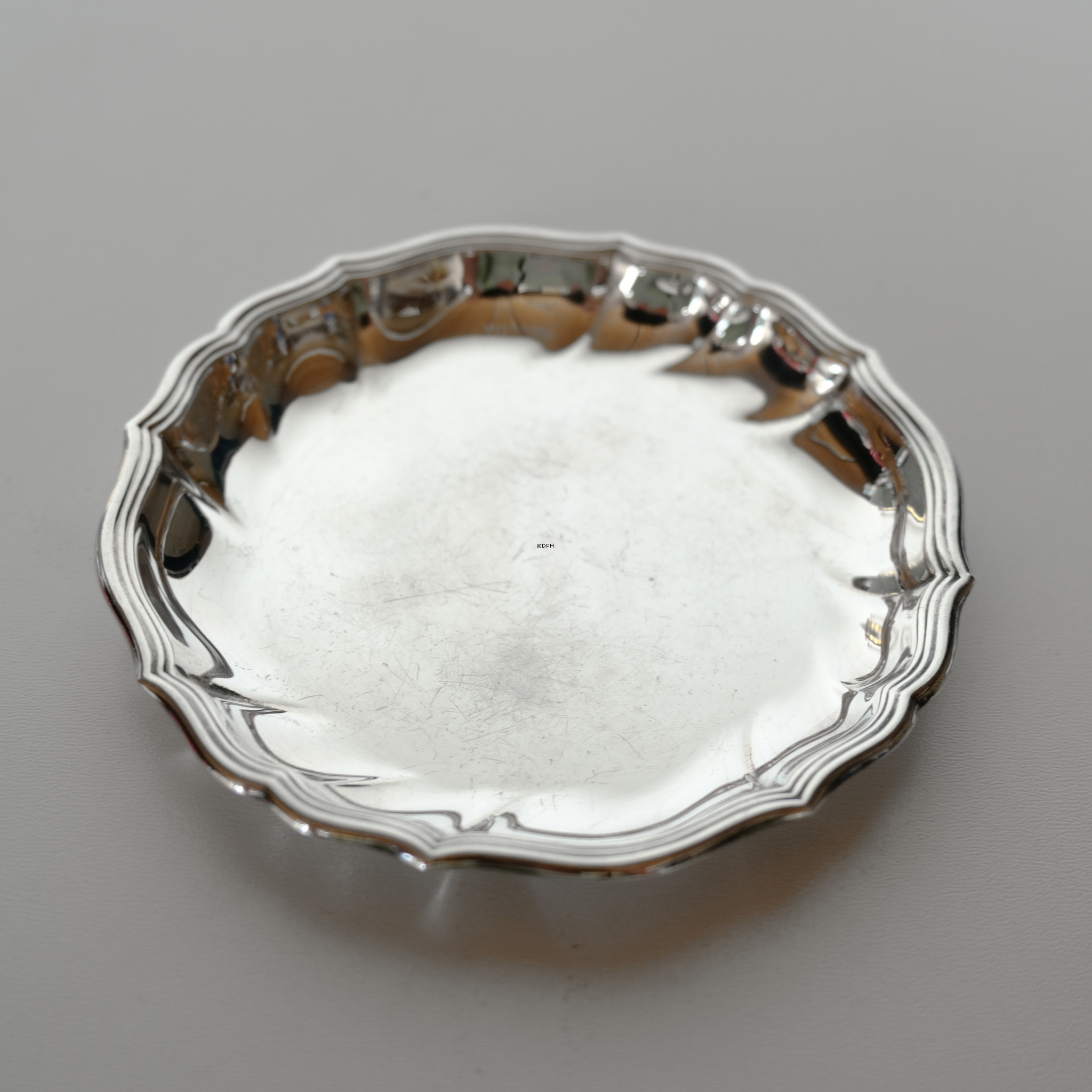 Glasbakke 11 cm i sølvfinish rokoko
