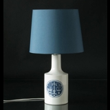 Rund cylinderformet lampeskærm 22 cm i højden, blå chintz stof