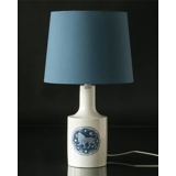 Round cylindrical lampshade height 22 cm, blue chintz fabric