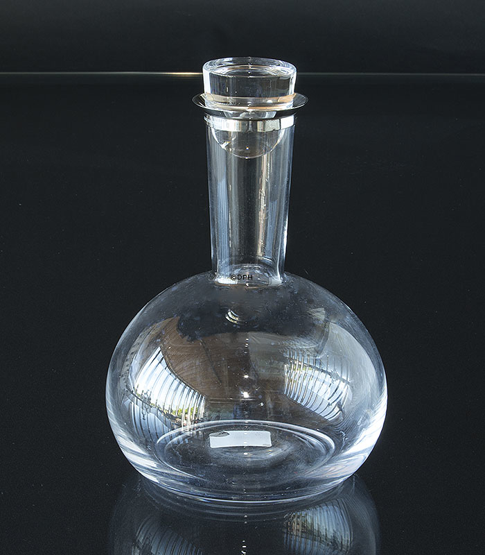Karaffel i glas med sølvkrave i sterling sølv, Georg Jensen