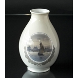 Vase with Sailing Ships, Royal Copenhagen no. 2308 UNICA Signed Private ON or NO