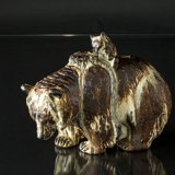 Arne Ingdam Ceramic Mother Bear with cub on the back, Unique  Signeret 10/2-1981 Ingdam