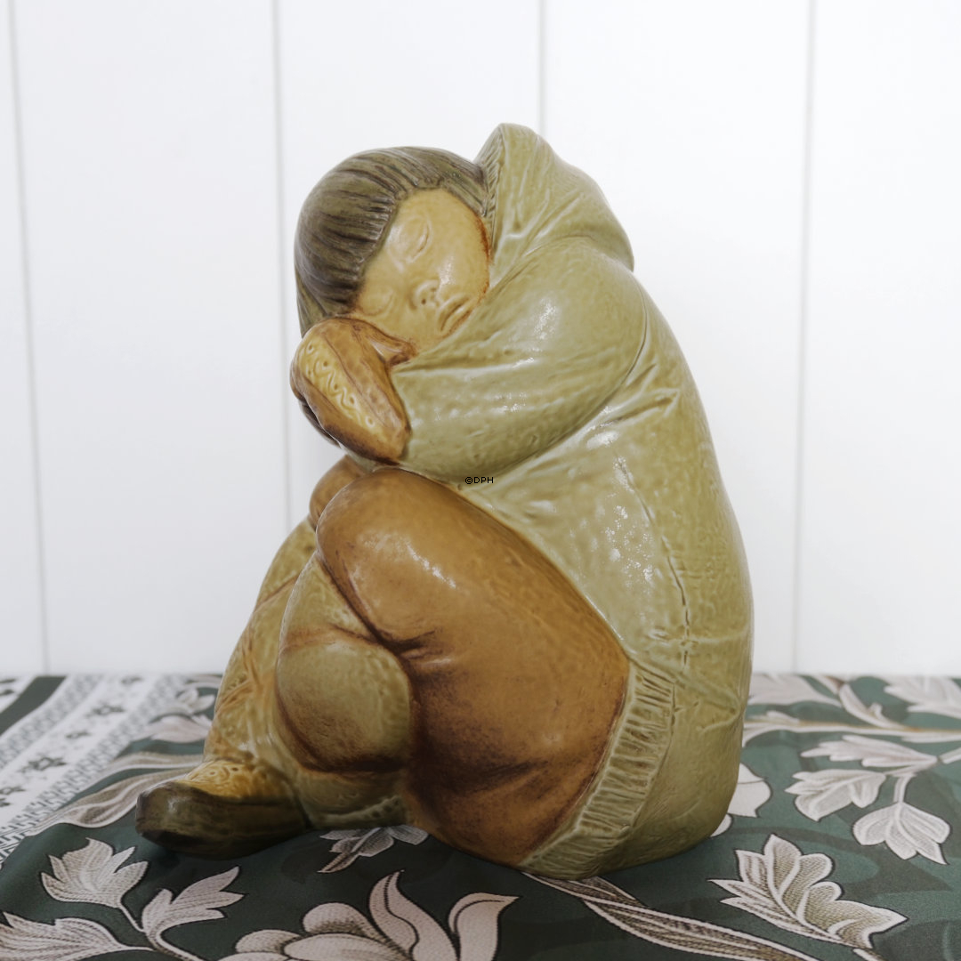 Lladro Kgl. Spansk figur Grønland/Inuitter Siddende børn - Dreng og PIge