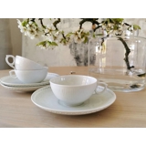 Hvid underkop / tallerken med skelmønster som Mågestel (Hvid Elegance) Ø 17,5 cm nr. 481.5, Bing & Grøndahl