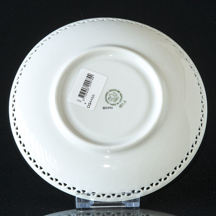 Hvid underkop / tallerken med skelmønster som Mågestel (Hvid Elegance) Ø 17,5 cm nr. 481.5, Bing & Grøndahl