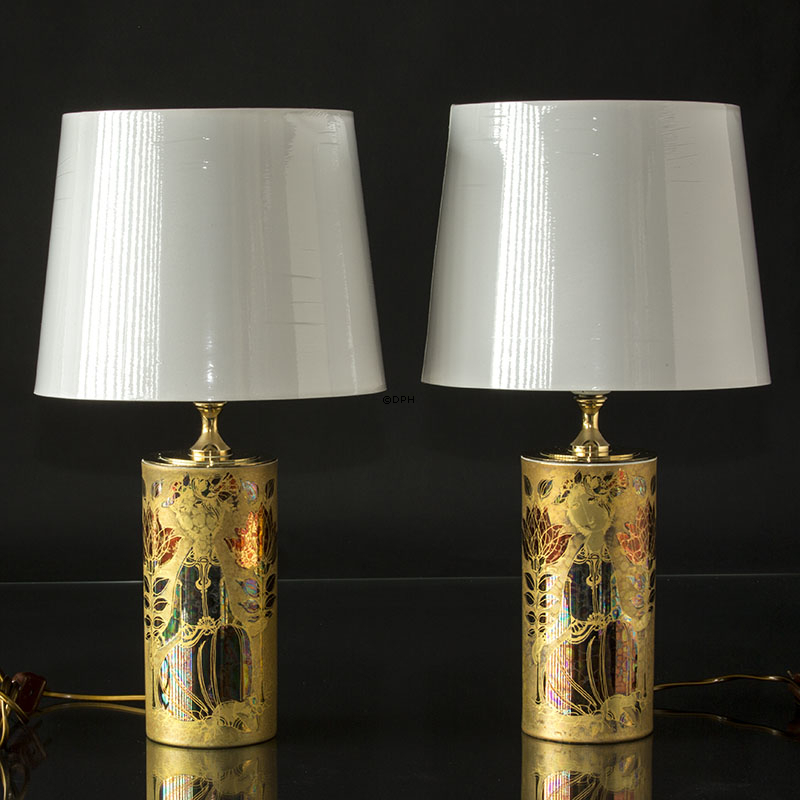 Rund cylinderformet lampeskærm 23 cm i højden, hvid chintz stof