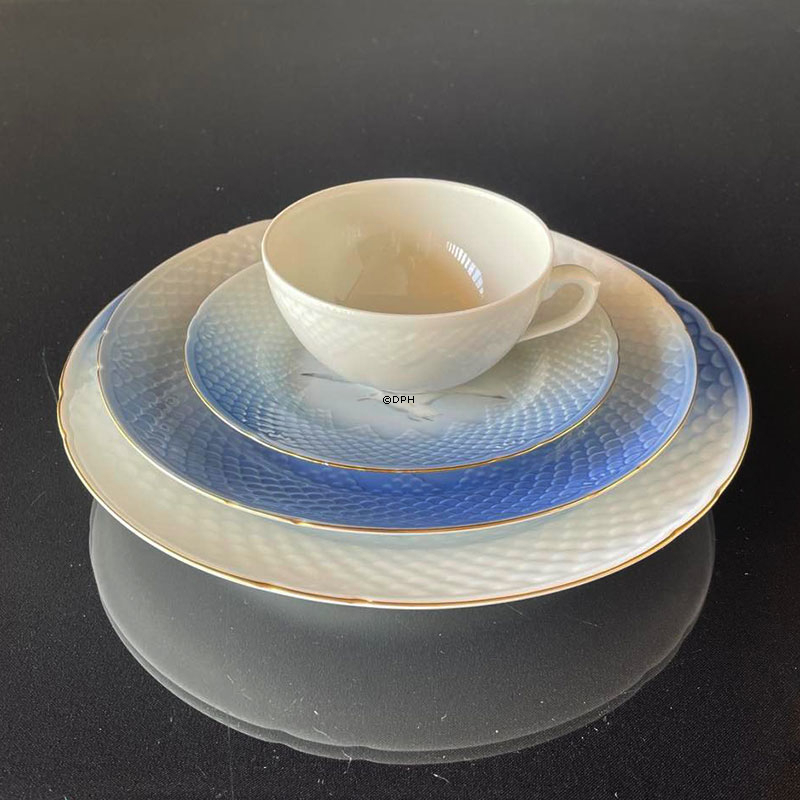 Hvid kop/skål (UDEN UNDERKOP)  med skelmønster som Mågestel (Hvid Elegance)  473 (108)  Bing & Grøndahl