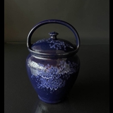 Stor Barselskrukke (Krukke med låg) udført i keramik med flot blå glasur