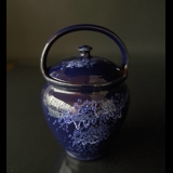 Großes Mutterschaftsglas (Dose mit Deckel) aus Keramik mit schöner blauer Glasur