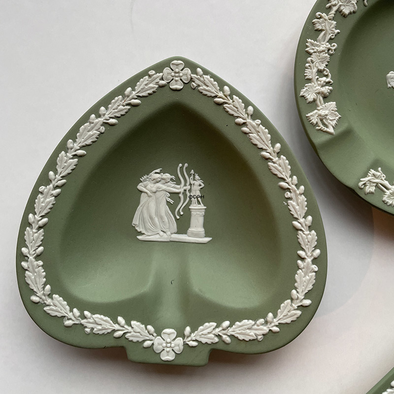 Wedgwood skålesæt Jasperware, grøn med hvid dekoration (sæt af 4 stk.)