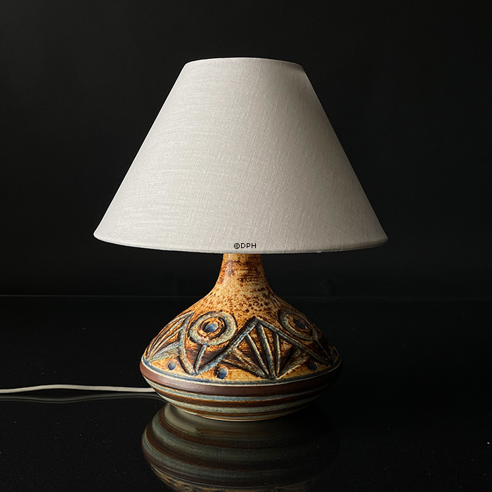 Rund lampeskærm høj model 17 cm i højden, off white hør stof