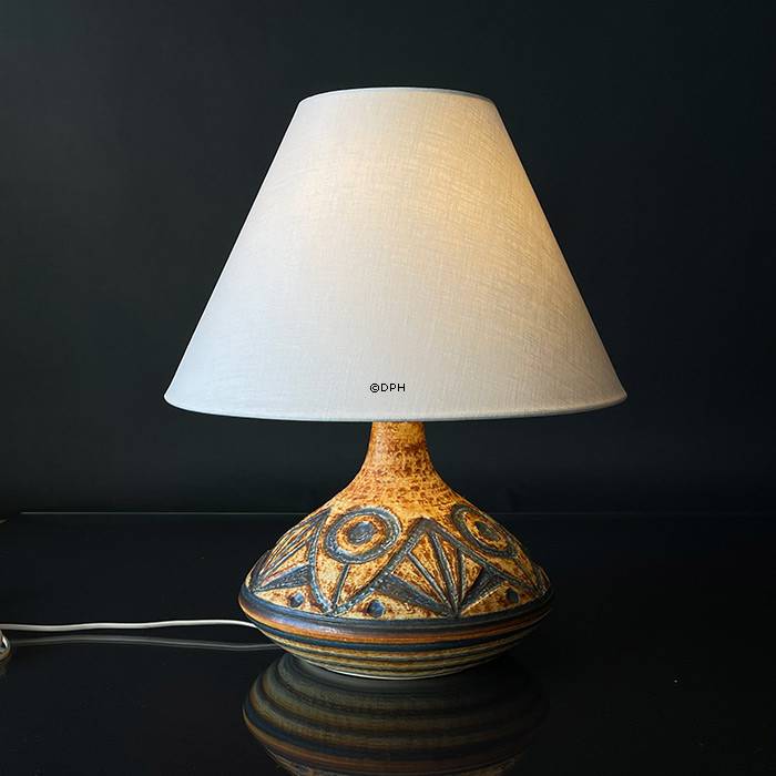 Rund lampeskærm høj model 23 cm i højden, off white hør stof