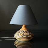 Round lampshade tall model height 23 cm, blue chintz fabric