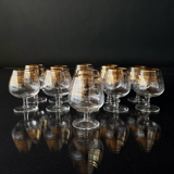 Spiritus/ cognac glas med guldkant, gamle, sæt af 15 stk.