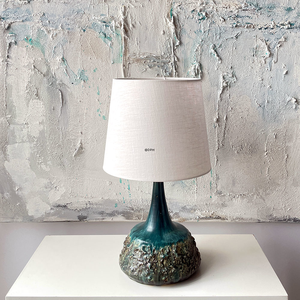 Antik keramik lampe i turkis/grøn