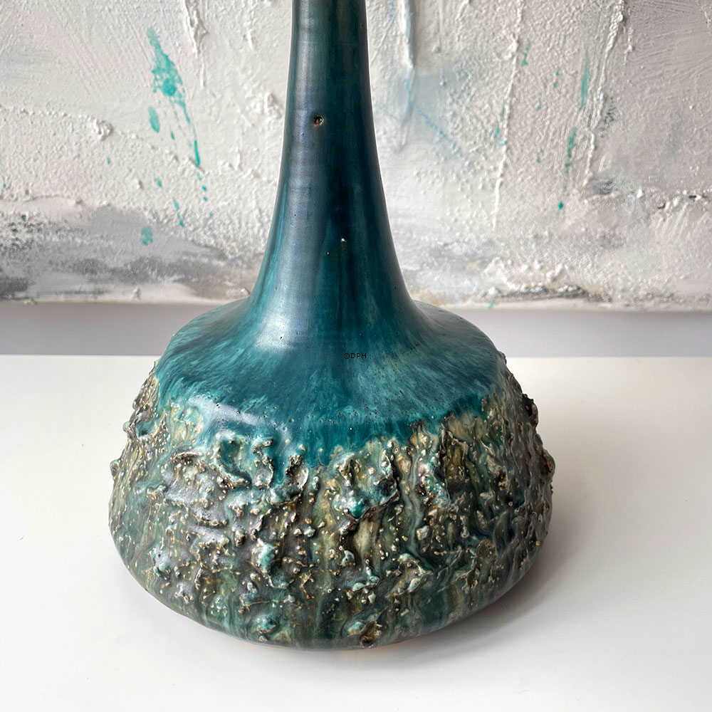 Antik keramik lampe i turkis/grøn