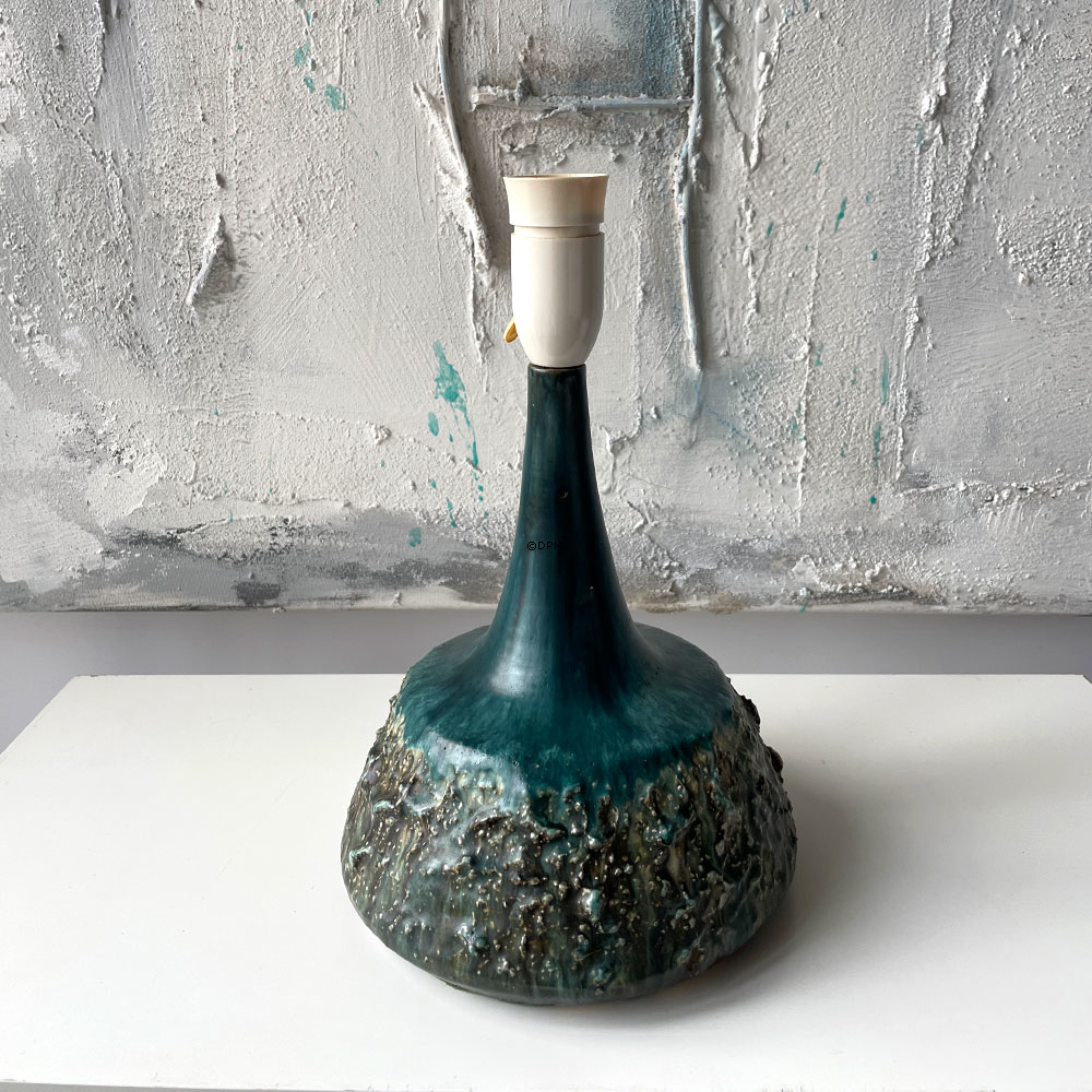 Antik keramik lampe i turkis/grøn