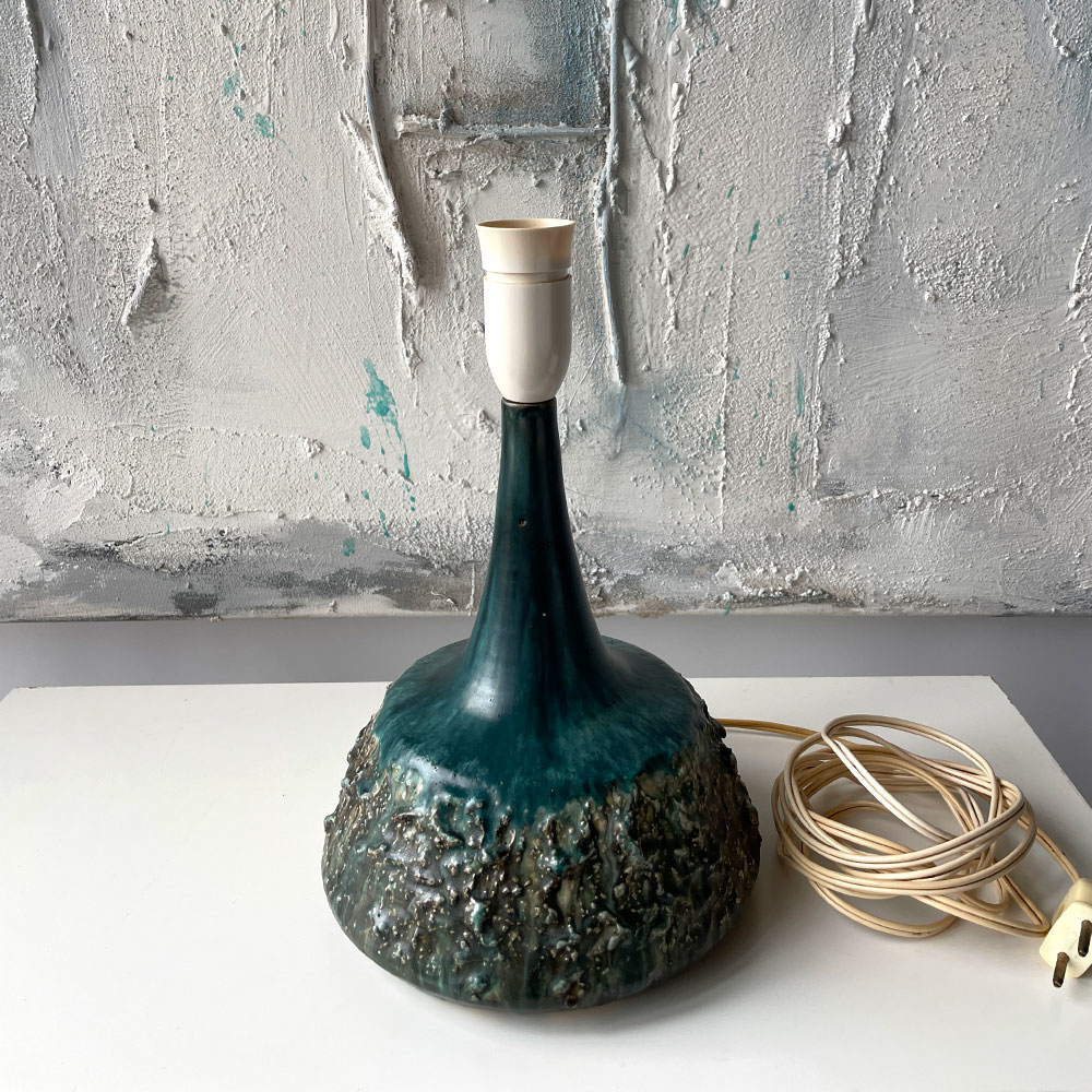 Antik keramik lampe i turkis/grøn