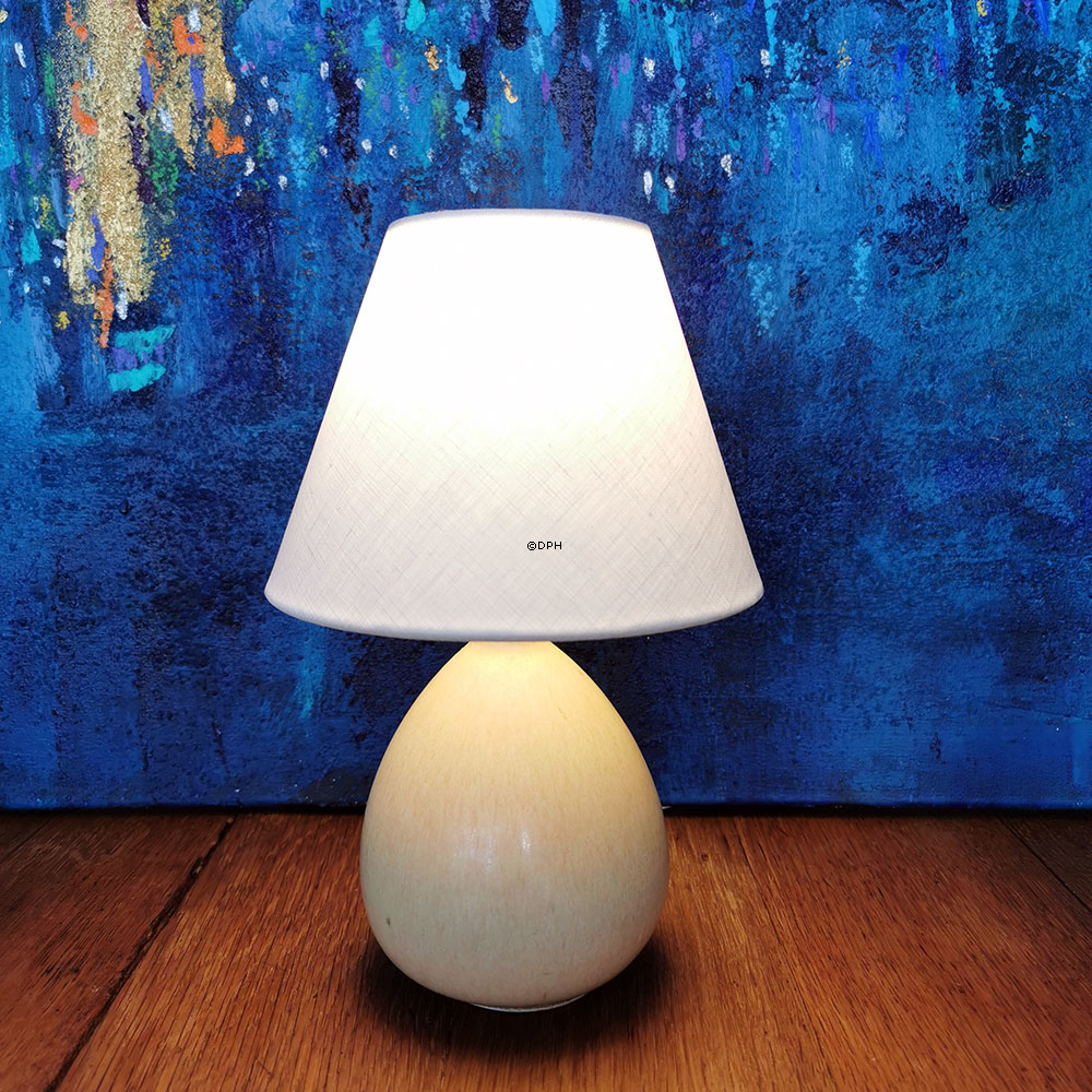 Rund lampeskærm 13 cm i højden, off white hør stof