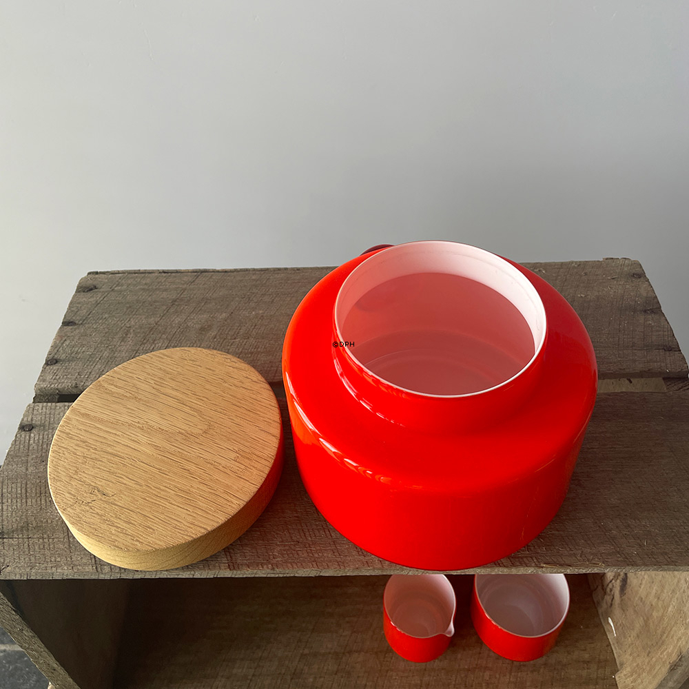 Holmegaard Orange Palet opbevaringskrukke med teksten "ost" Design Michael Bang