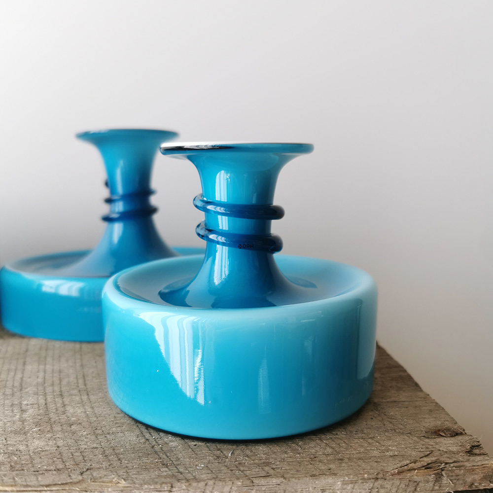 Holmegaard Blå Palet lysestage Design Michael Bang