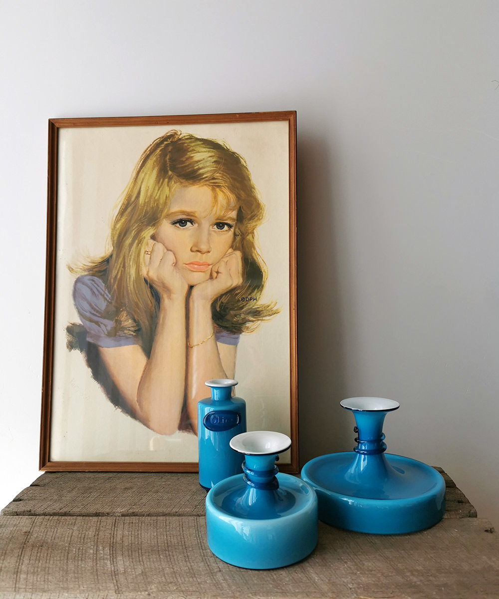 Holmegaard Blå Palet lysestage Design Michael Bang