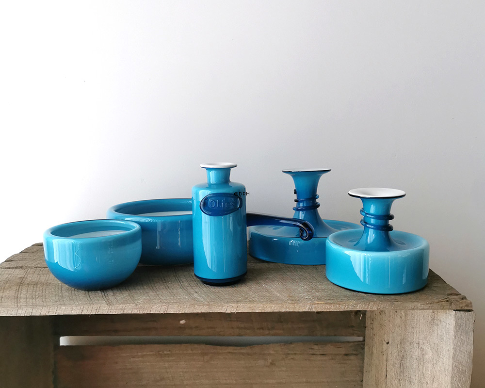 Holmegaard Blå Palet lysestage uden bund Design Michael Bang