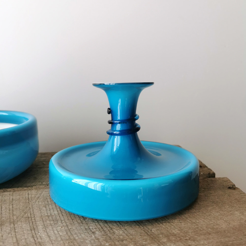 Holmegaard Blå Palet lysestage uden bund Design Michael Bang