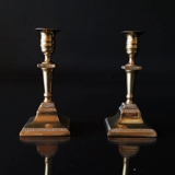 Old brass candle sticks, 15.5cm. 2 pce.