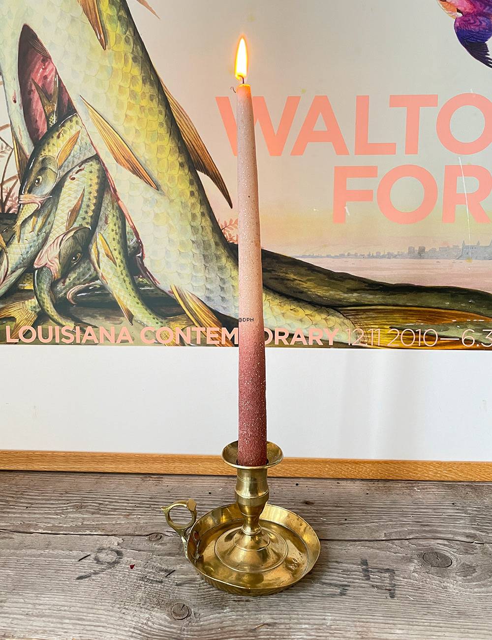 Gammel messing kammerstage, 10,5 cm i højden