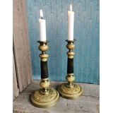 Vintage brass candlesticks with decoration, 25 cm, set of 2 pieces