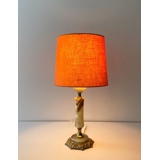 Antik bordlampe i marmor og messing fod